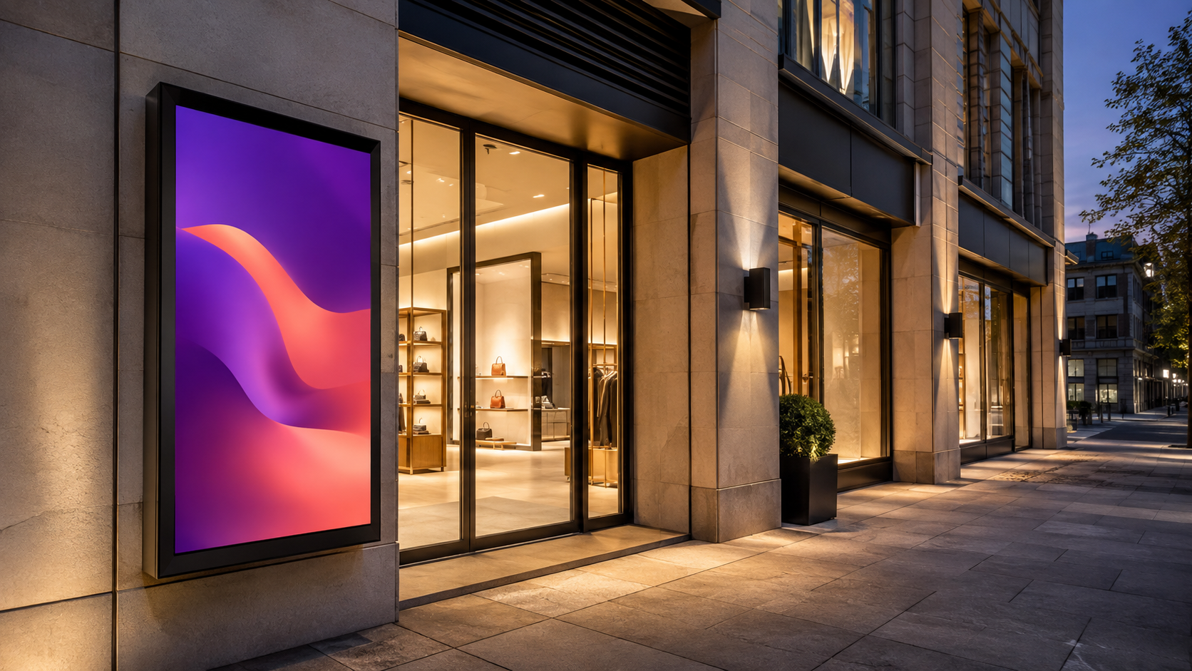 Original example of a digital advertising display outside a retail store